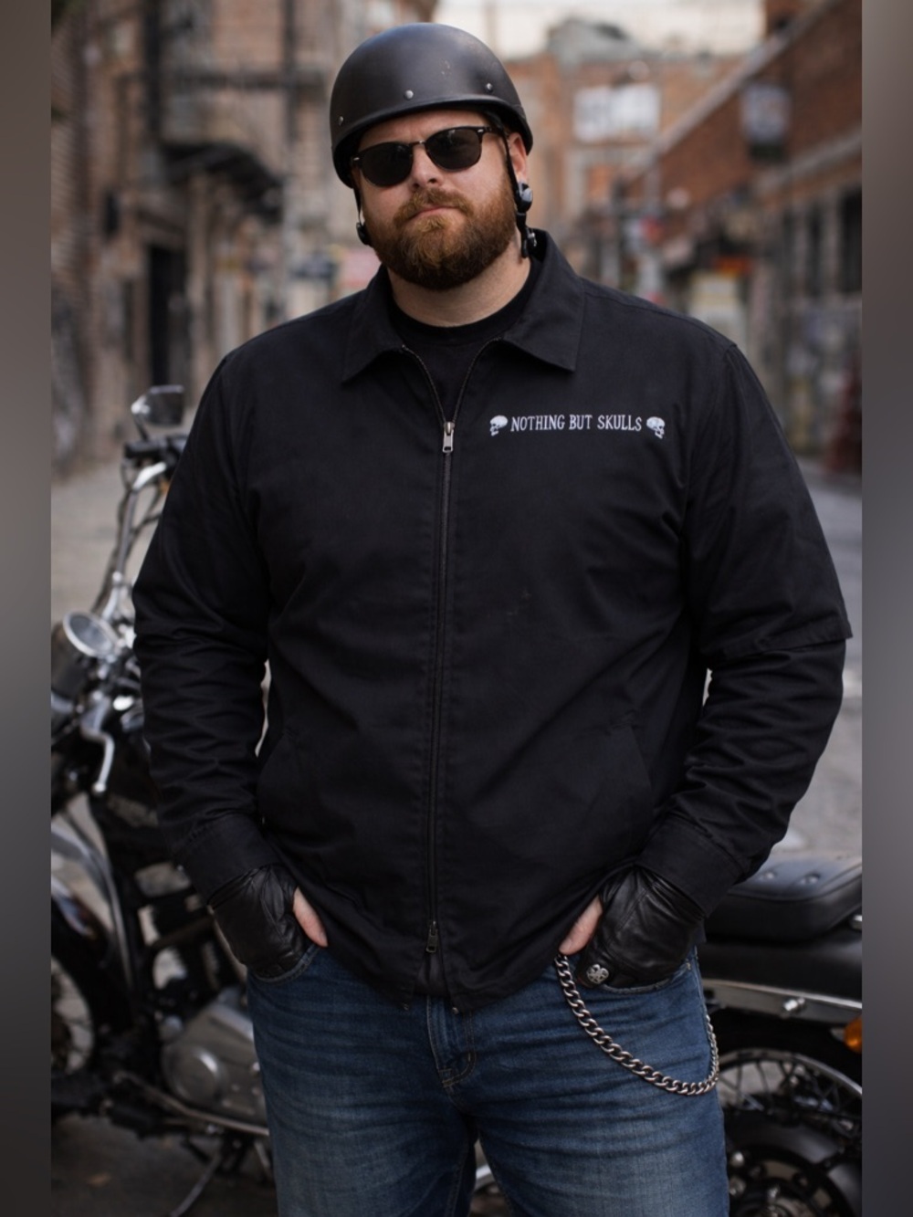Red Kap Nothing But Skulls Black Quilted Work Jacket *RARE* Men’s Large